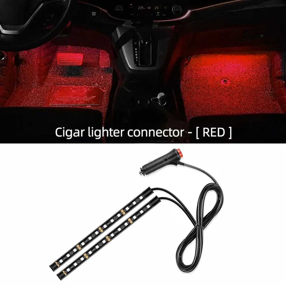 Kit de bandes lumineuses LED d’ambiance intérieure pour voiture 24 LED – Éclairage de pieds USB 5V – Lampe néon décorative d’atmosphère pour véhicule – Accessoire automobile