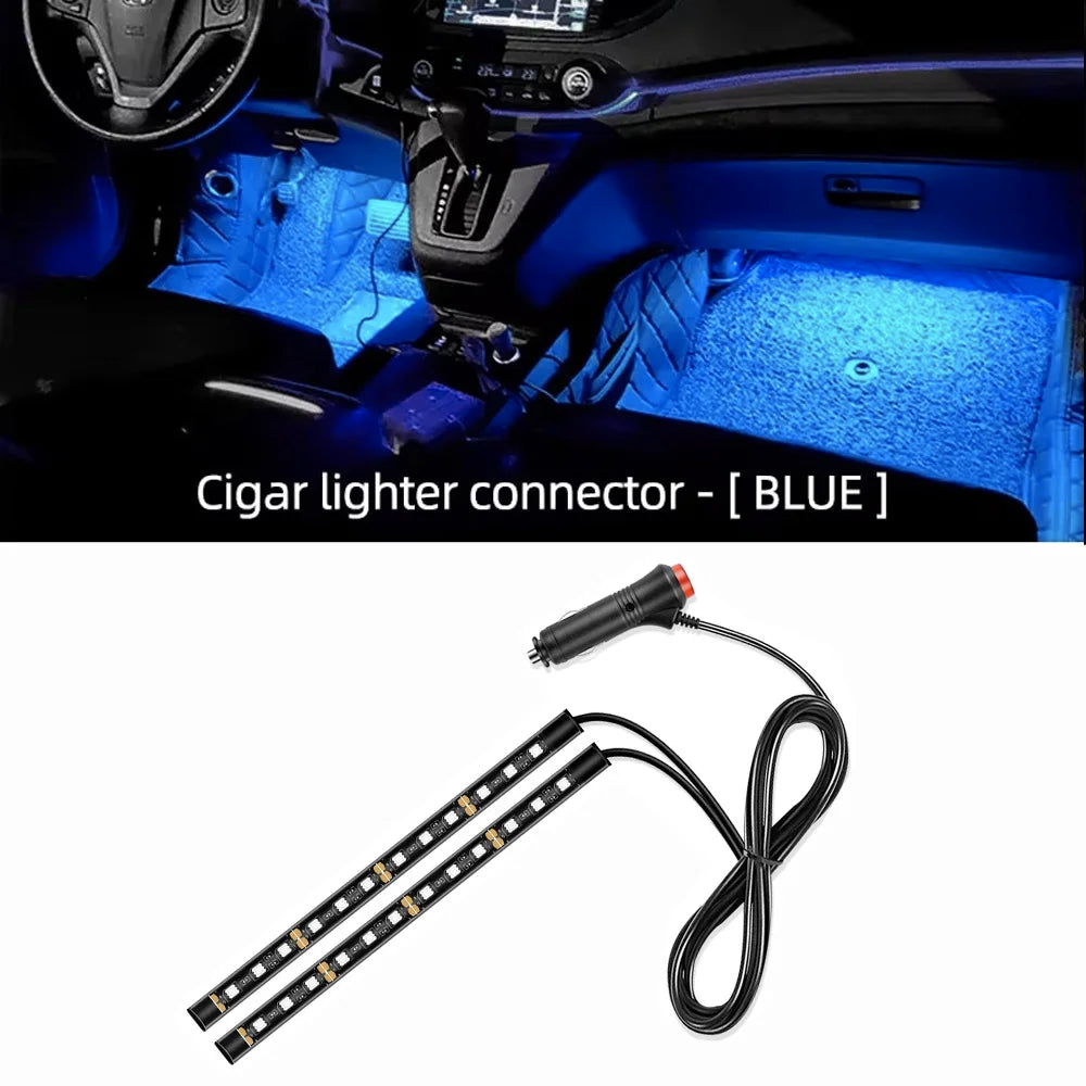 Kit de bandes lumineuses LED d’ambiance intérieure pour voiture 24 LED – Éclairage de pieds USB 5V – Lampe néon décorative d’atmosphère pour véhicule – Accessoire automobile