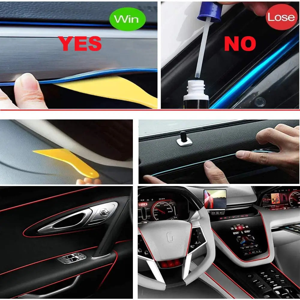 Bande lumineuse LED néon EL de 5 m pour intérieur de voiture – Éclairage d'ambiance flexible USB pour décoration automobile