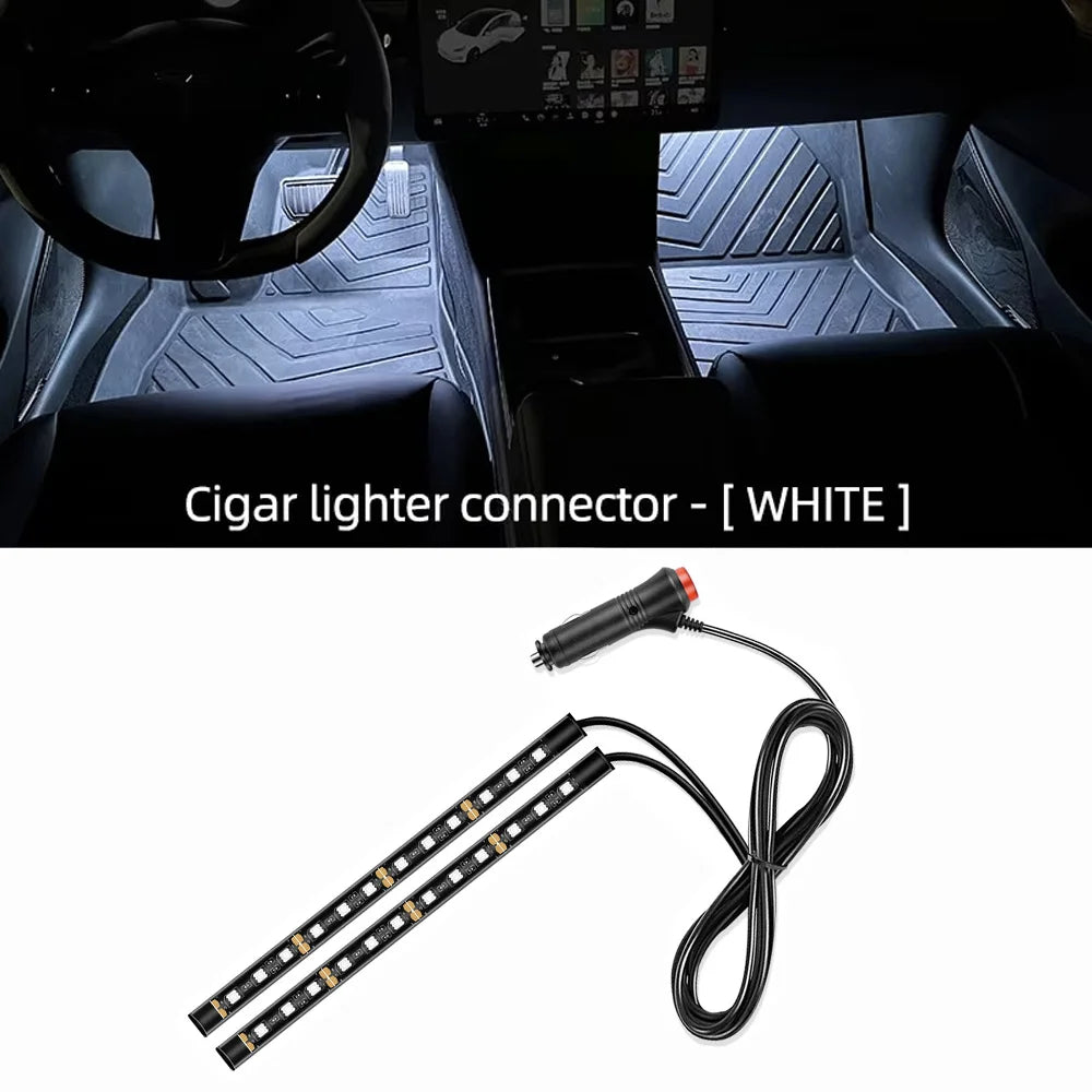 Kit de bandes lumineuses LED d’ambiance intérieure pour voiture 24 LED – Éclairage de pieds USB 5V – Lampe néon décorative d’atmosphère pour véhicule – Accessoire automobile