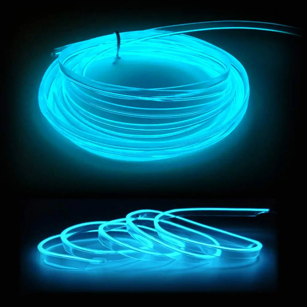 Bande lumineuse LED néon EL de 5 m pour intérieur de voiture – Éclairage d'ambiance flexible USB pour décoration automobile