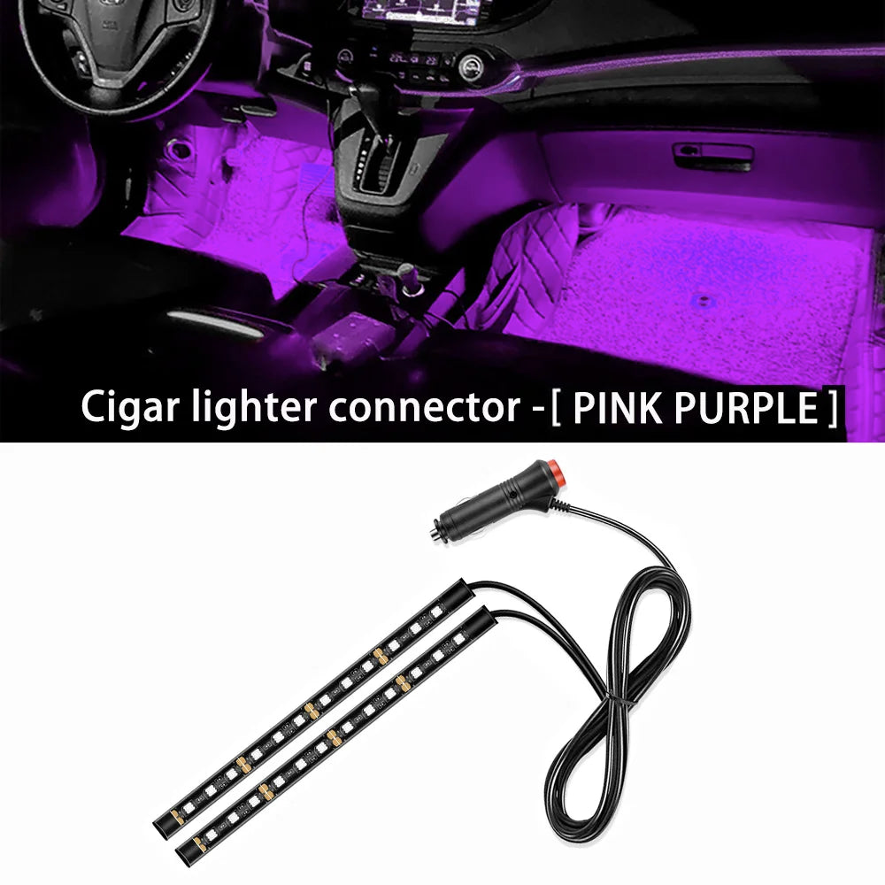 Kit de bandes lumineuses LED d’ambiance intérieure pour voiture 24 LED – Éclairage de pieds USB 5V – Lampe néon décorative d’atmosphère pour véhicule – Accessoire automobile