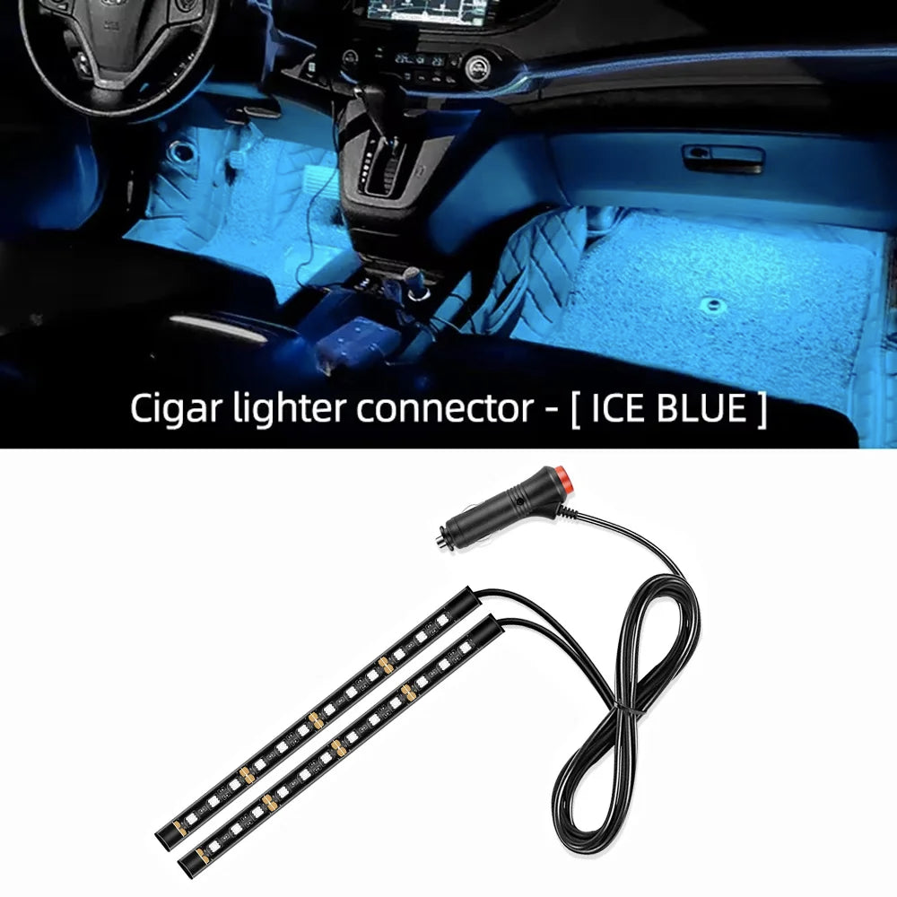 Kit de bandes lumineuses LED d’ambiance intérieure pour voiture 24 LED – Éclairage de pieds USB 5V – Lampe néon décorative d’atmosphère pour véhicule – Accessoire automobile